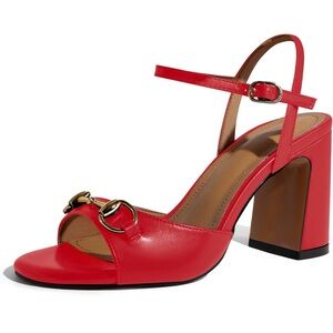 Women Fashion High Block Heel Strappy Buckle Fashion Studded Round Open Toe